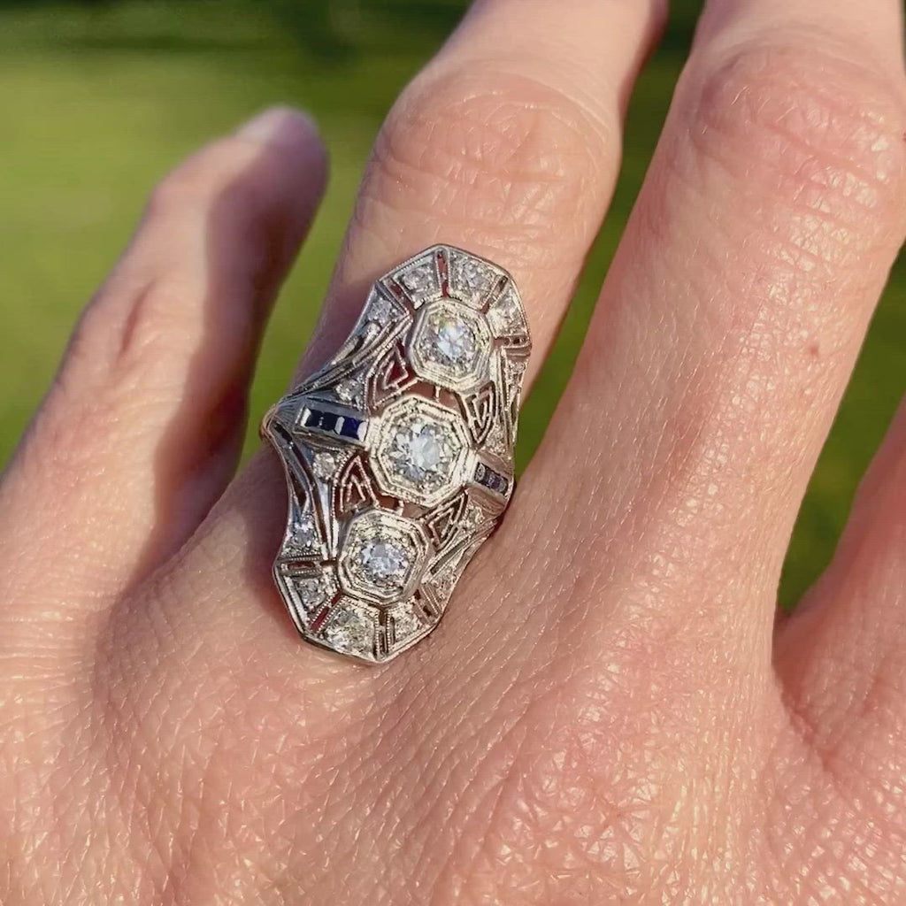Art Deco Diamond Dinner Ring sold by Doyle and Doyle an antique and vintage jewelry boutique