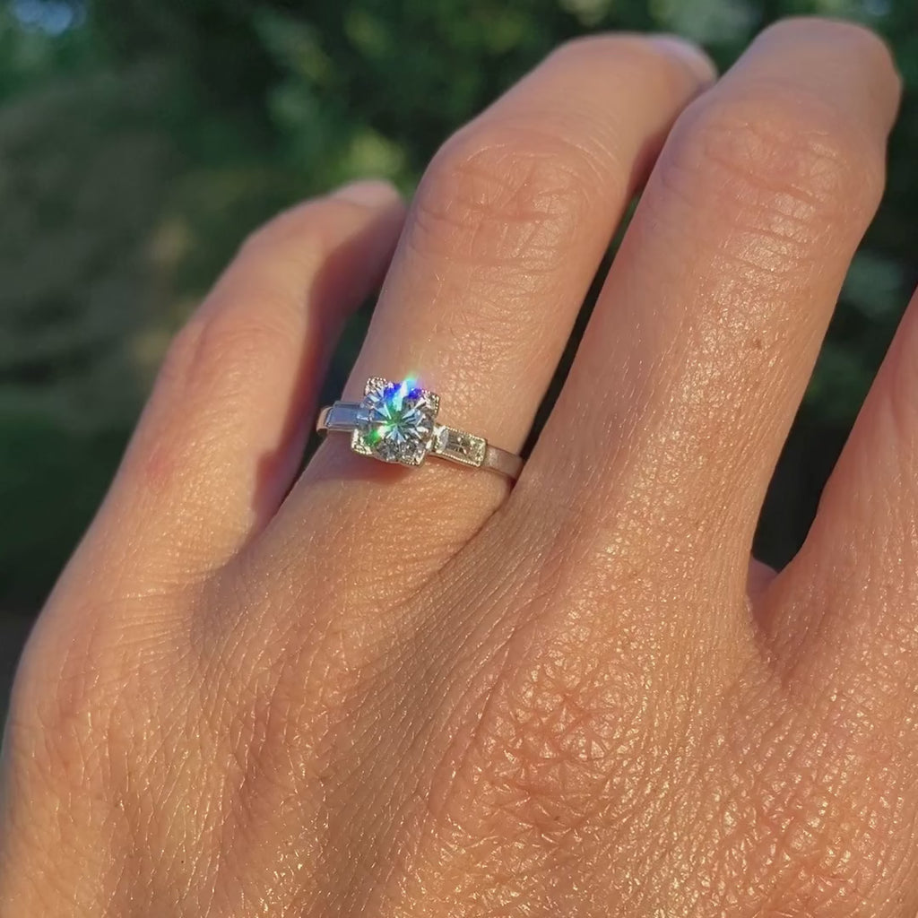 Vintage Engagement Ring, RBC 0.96ct sold by Doyle and Doyle an antique and vintage jewelry boutique