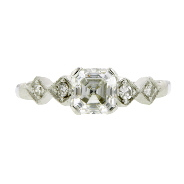Vintage Engagement Ring, Asscher 1.03ct