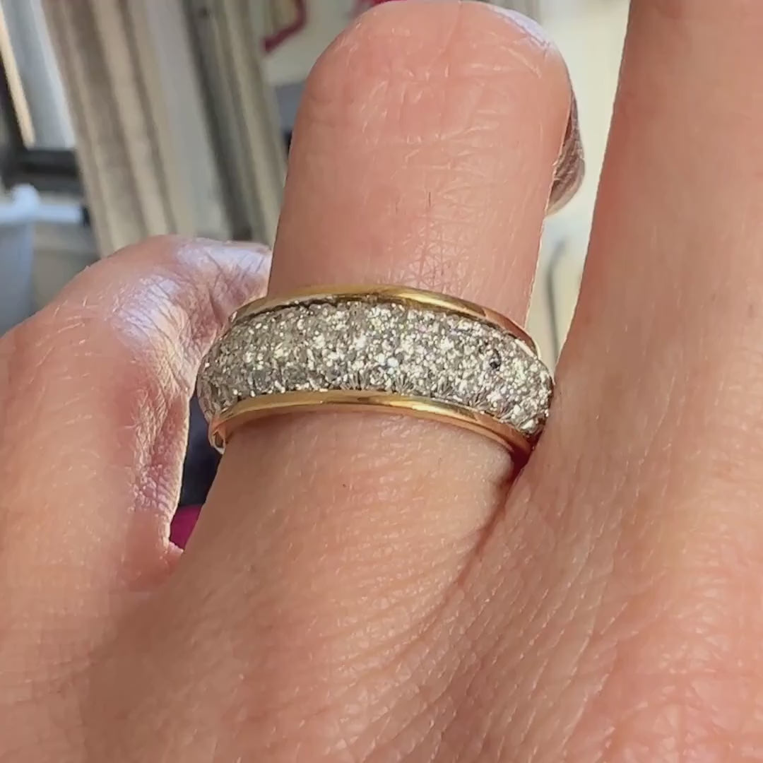 Vintage Pave Set Wedding Band sold by Doyle and Doyle an antique and vintage jewelry boutique
