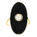 Art Deco Onyx & Rose Cut Diamond Ring, 0.33ct:: Doyle & Doyle