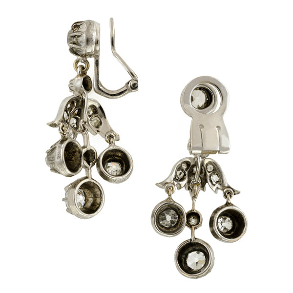 Victorian Silver Topped Diamond Drop Earrings:: Doyle & Doyle
