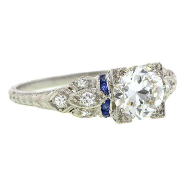 Diamond & Sapphire* Engagement Ring, TRB 1.15ct