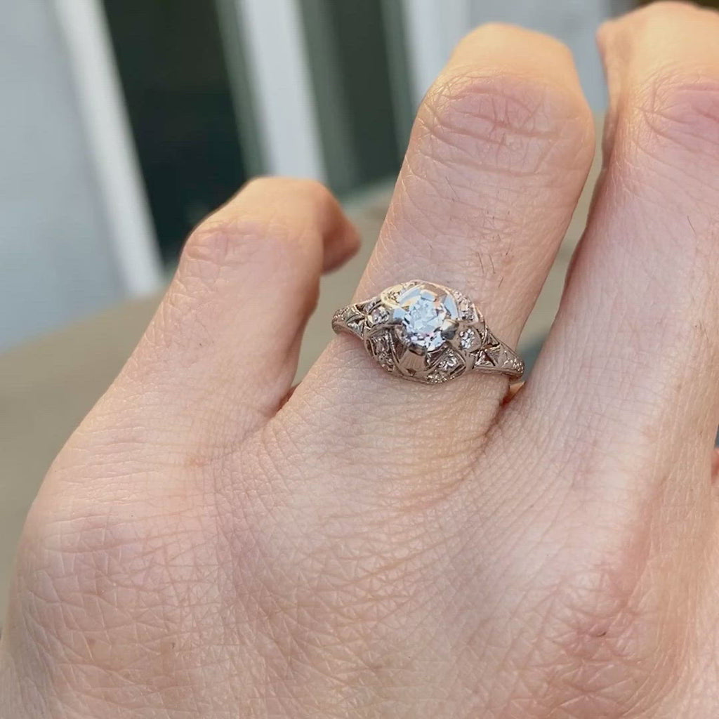 Art Deco Engagement Ring, Old Mine 0.50ct. sold by Doyle and Doyle an antique and vintage jewelry boutique