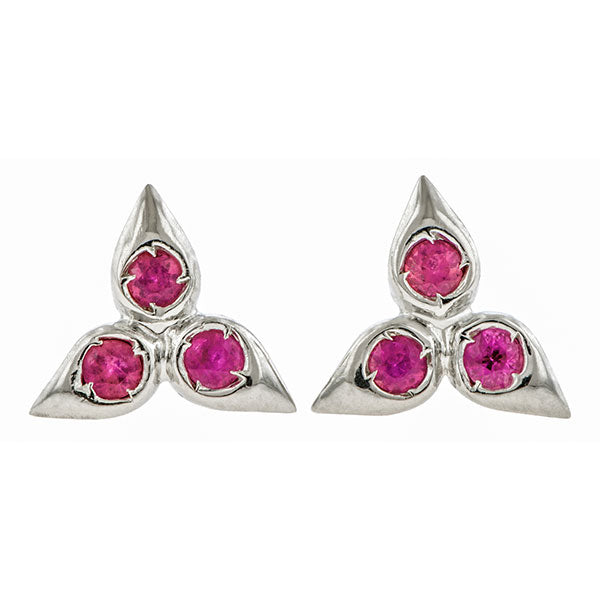 Trefoil Pink Sapphire Earrings- Heirloom by Doyle & Doyle