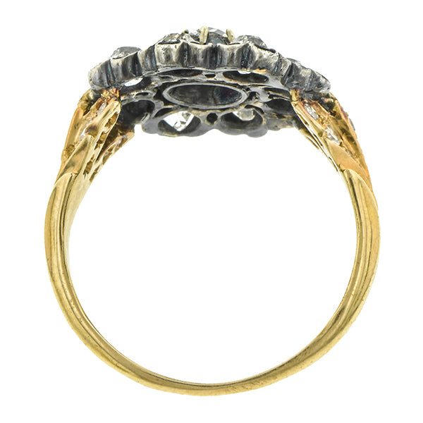 Georgian ring: a Yellow Gold And Silver Diamond Cluster Engagement Ring sold by Doyle & Doyle vintage and antique jewelry boutique.