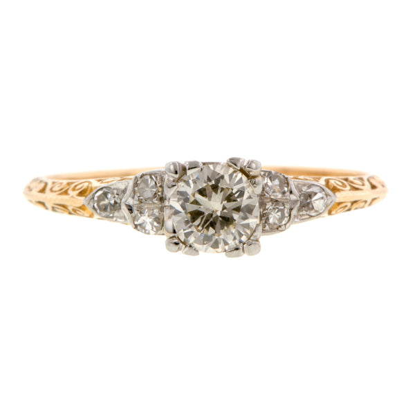 Vintage Engagement Ring, RBC 0.30ct