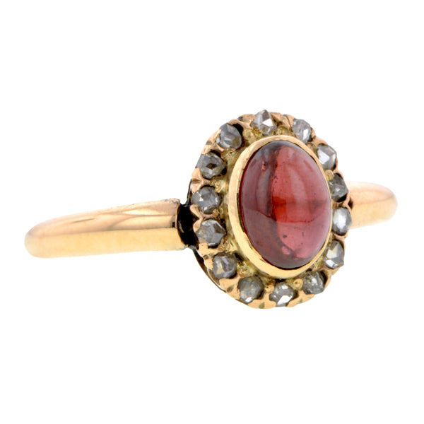 Vintage Garnet & Rose Cut Diamond Ring::