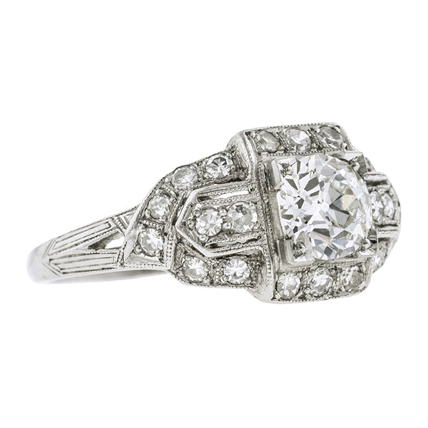 Art Deco Diamond Engagement Ring, Old Euro 0.78ct