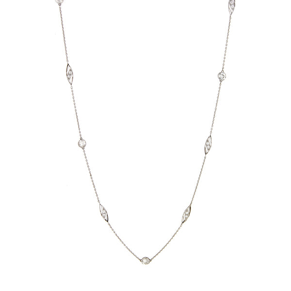 Vintage Diamond and Fancy Link Platinum Chain Necklace