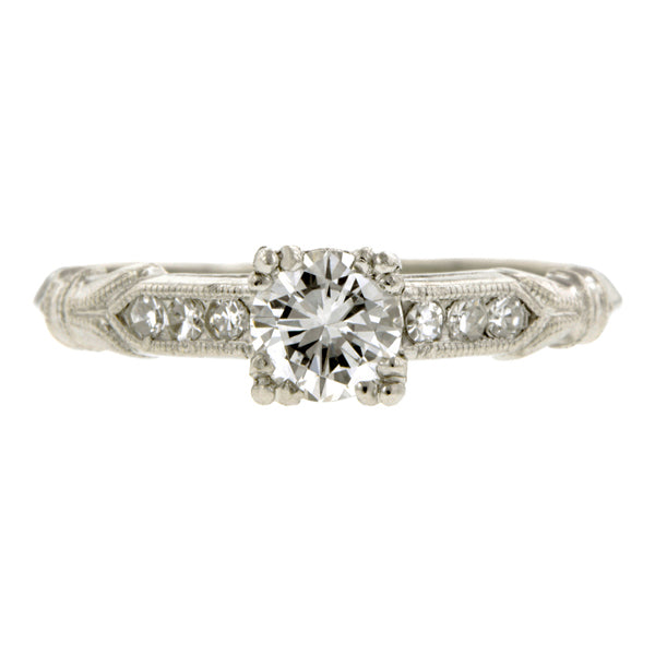 Vintage Engagement Ring, RBC 0.43ct:: 