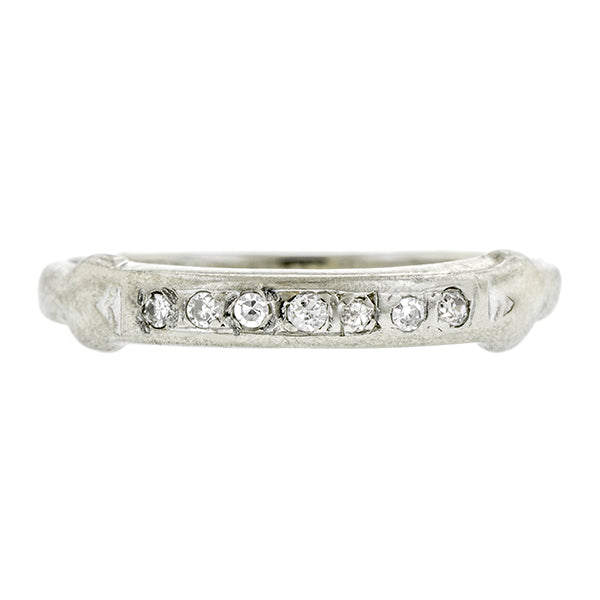 Vintage ring: a White Gold Diamond Wedding Band, Single Cut 0.05ctw sold by Doyle & Doyle vintage and antique jewelry boutique.