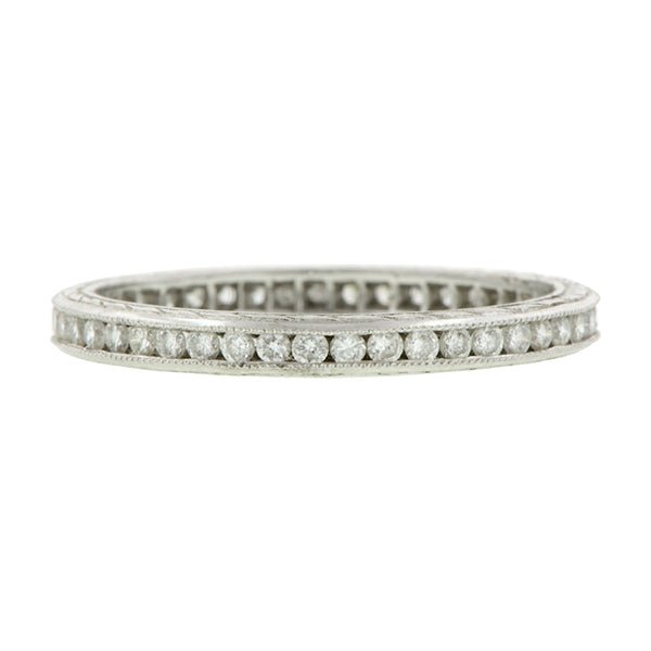 Channel Set Diamond Eternity Wedding Band Ring sold by Doyle & Doyle vintage and antique jewelry boutique.