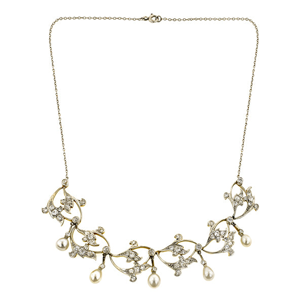 Edwardian Diamond & Pearl Drop Necklace:: Doyle & Doyle