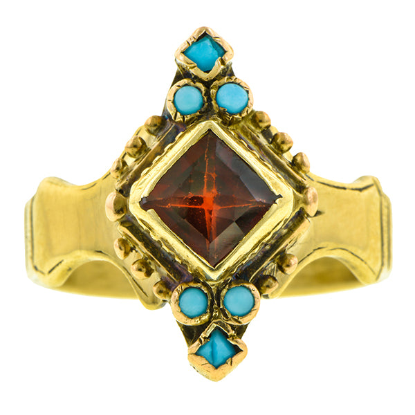 Victorian Garnet & Turquoise Ring:: Doyle & Doyle
