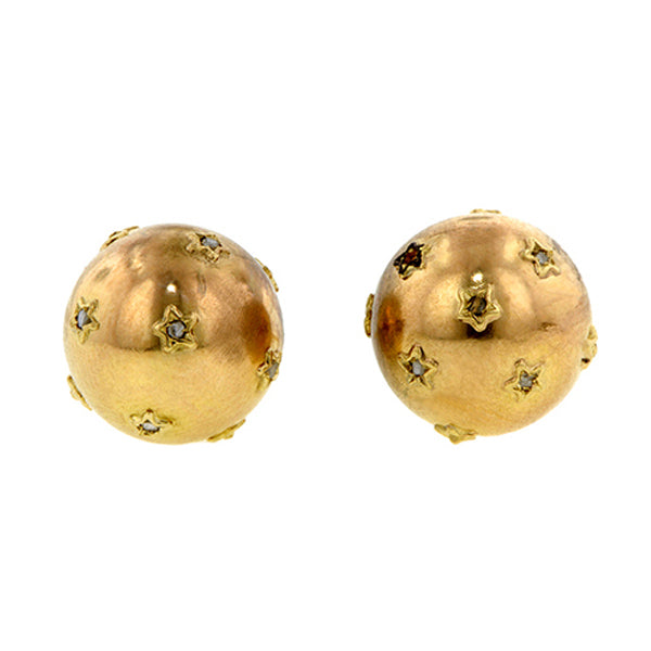Vintage Rose Cut Diamond Star Ball Earrings