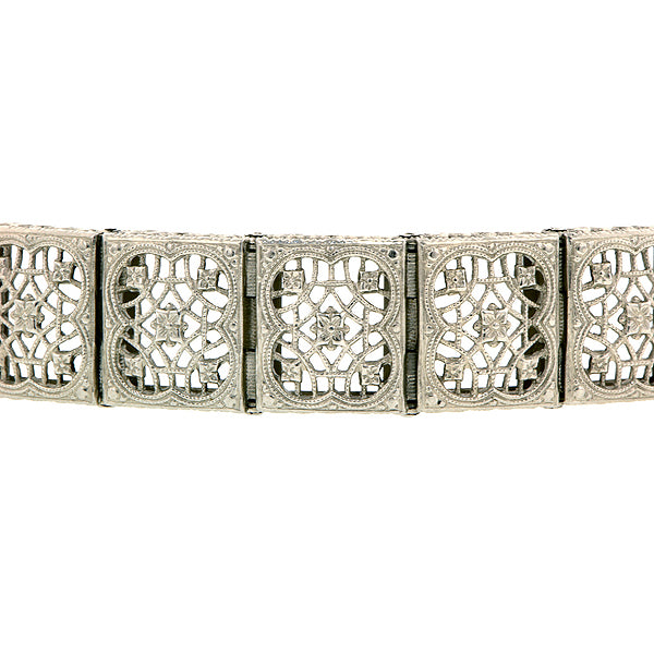 Art Deco Filigree Link  Bracelet