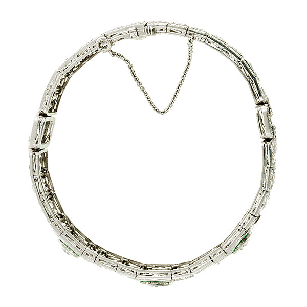 Art Deco Diamond & Emerald Bracelet::Doyle & Doyle