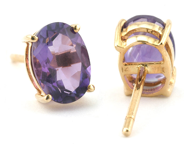 Oval Amethyst Earrings sold by Doyle and Doyle an antique and vintage jewelry boutique
