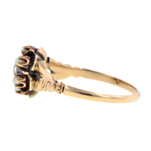 Victorian Pearl & Diamond Ring::Doyle & Doyle