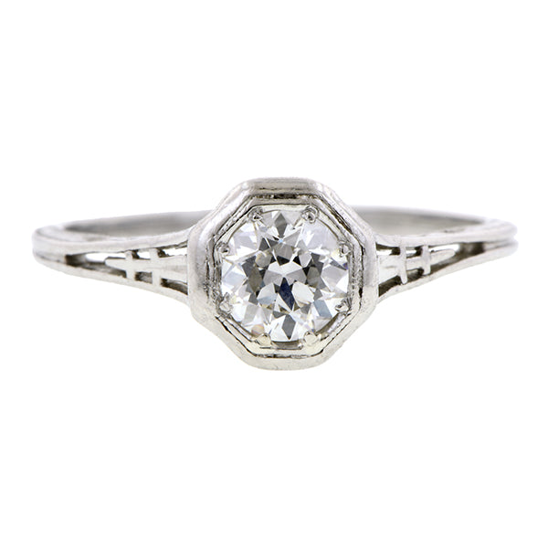 Edwardian Diamond Engagement Ring,  Old Euro 0.50ct
