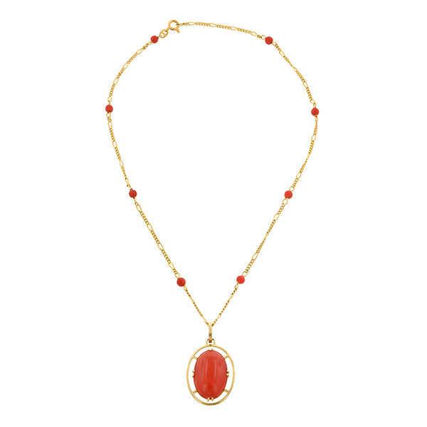 Vintage Coral Pendant Necklace