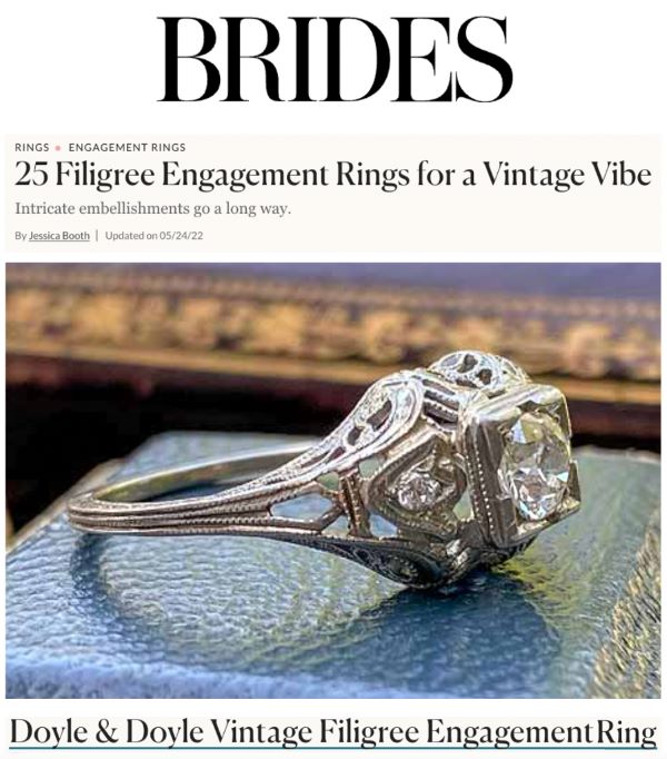 Vintage Filigree Engagement Ring sold by Doyle and Doyle an antique and vintage jewelry boutique