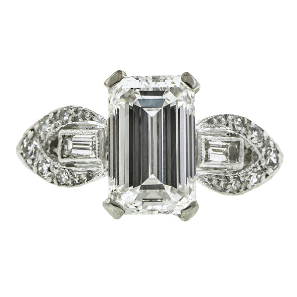 Art Deco Engagement Ring, Emerald Cut; 1.58ct., sold by Doyle & Doyle a vintage and antique jewelry store.