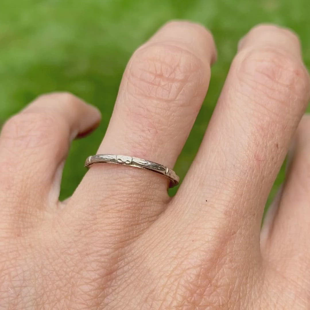 Vintage Patterned Wedding Band sold by Doyle and Doyle an antique and vintage jewelry boutique