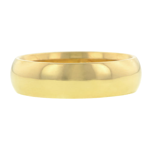 Contemporary ring: a Yellow Gold 18k Comfort Fit Wedding Band Ring, 6mm sold by Doyle & Doyle vintage and antique jewelry boutique.