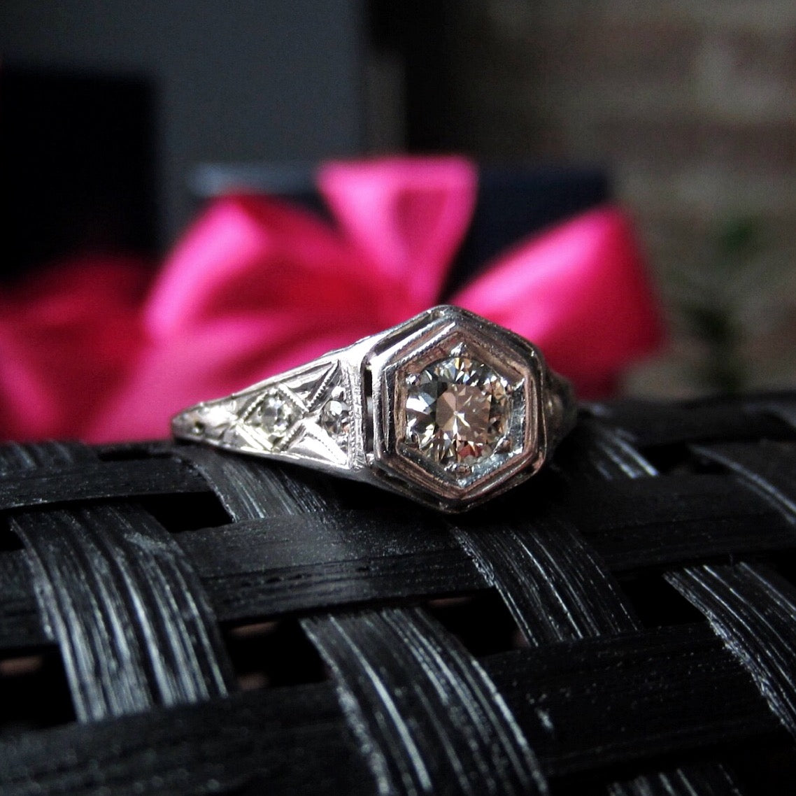 Art Deco Diamond Engagement Ring, TRB 0.24ct:: Doyle & Doyle