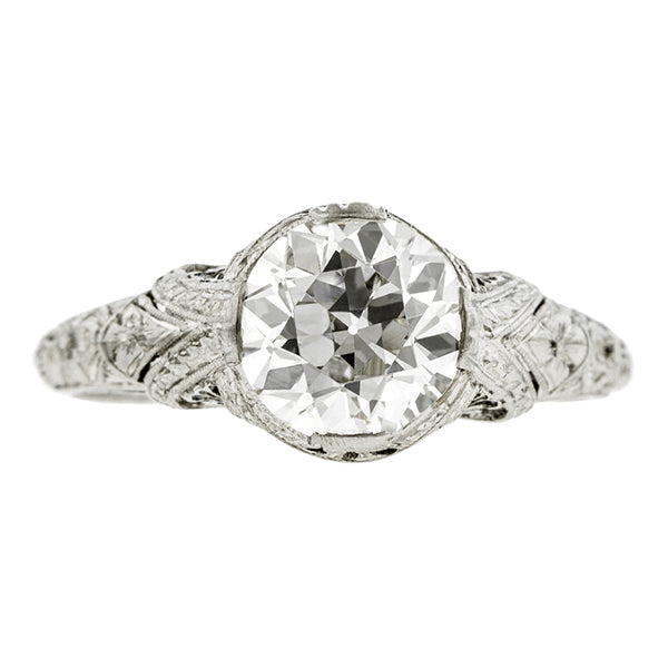 Art Deco Diamond Solitaire Filigree Engagement Ring, Old Euro 1.50ct:: Doyle and Doyle