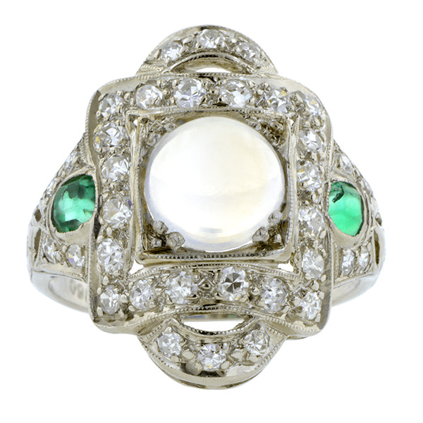 Art Deco Moonstone Diamond Ring