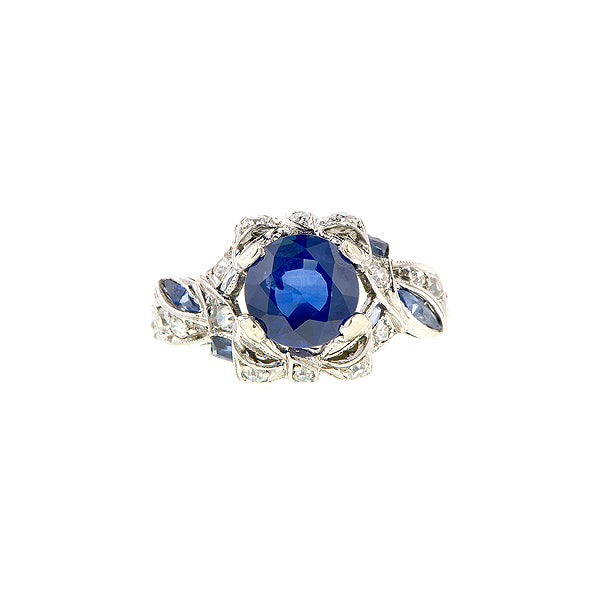 Art Deco Sapphire & Diamond Platinum Ring :: Doyle & Doyle