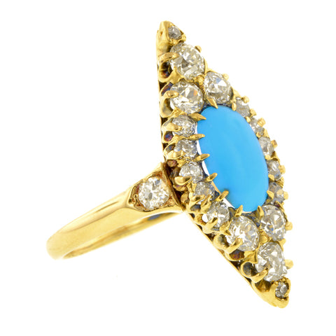 Antique Turquoise & Diamond Ring::Doyle & Doyle