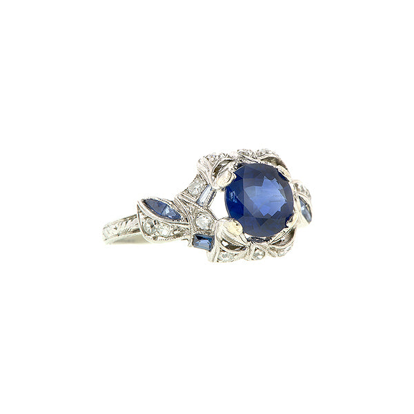 Art Deco Sapphire & Diamond Platinum Ring :: Doyle & Doyle