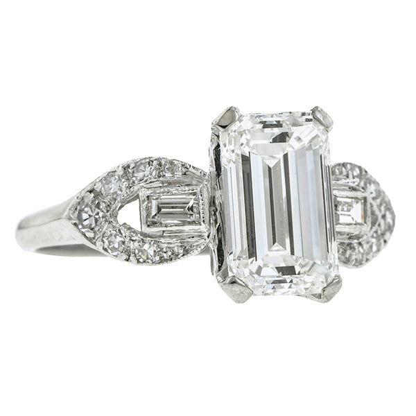 Art Deco Engagement Ring, Emerald Cut; 1.58ct., sold by Doyle & Doyle a vintage and antique jewelry store.