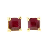 Square Ruby Stud Earrings