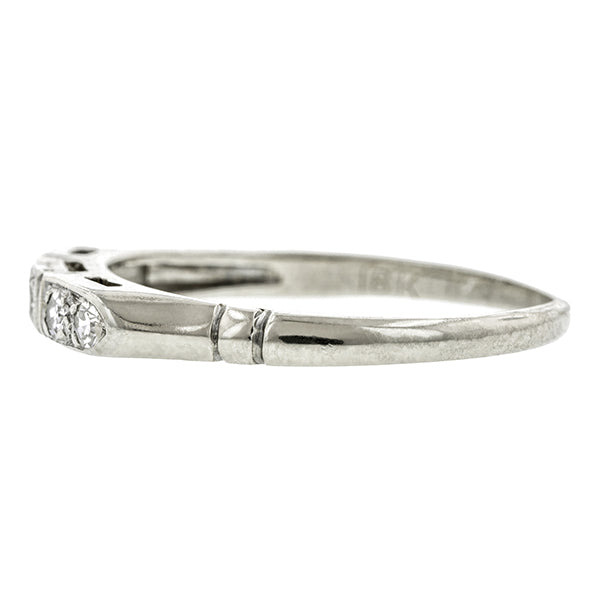 Vintage ring: a White Gold Diamond Wedding Band, Single Cut 0.15ctw sold by Doyle & Doyle vintage and antique jewelry boutique.