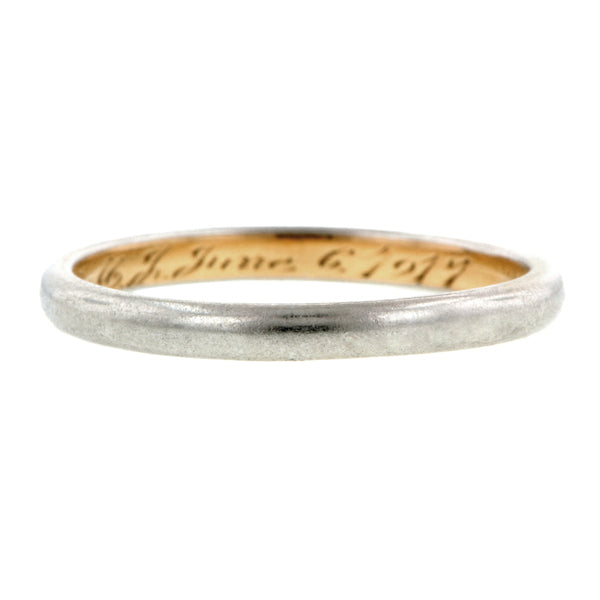 Edwardian ring: Platinum And Yellow Gold  Wedding Band sold by Doyle & Doyle vintage and antique jewelry boutique.