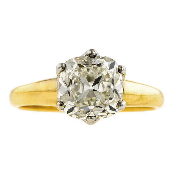 Vintage Solitaire Engagement Ring, Cushion 2.08ct