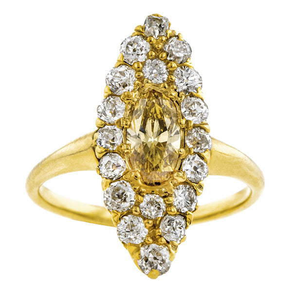 Antique Fancy Orangy-Yellow Diamond Ring, Oval 0.50ct:: Doyle & Doyle