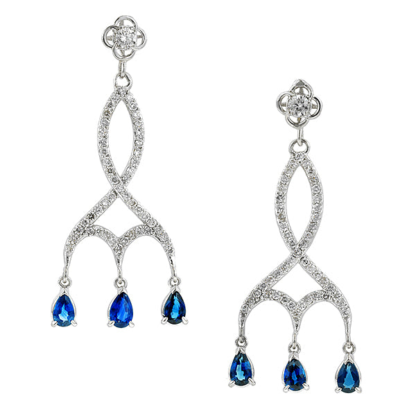 Entwined Diamond & Sapphire Girandole Drop Earrings- Heirloom by Doyle & Doyle