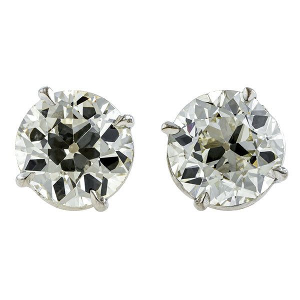 Old Mine Cut Diamond Stud Earrings, 3.67ctw :: Doyle & Doyle