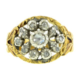 Georgian ring: a Yellow Gold & Silver Rose Cut Diamond Cluster Engagement Ring sold by Doyle & Doyle vintage and antique jewelry boutique.
