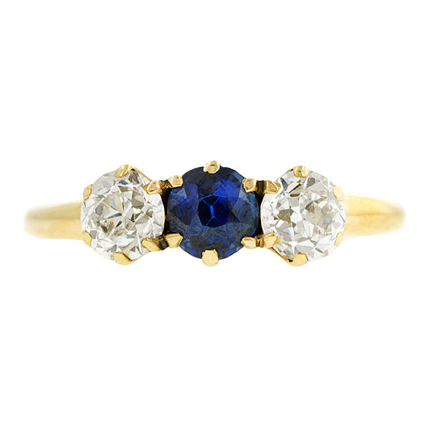 Edwardian Sapphire & Diamond Three Stone Ring :: Doyle & Doyle