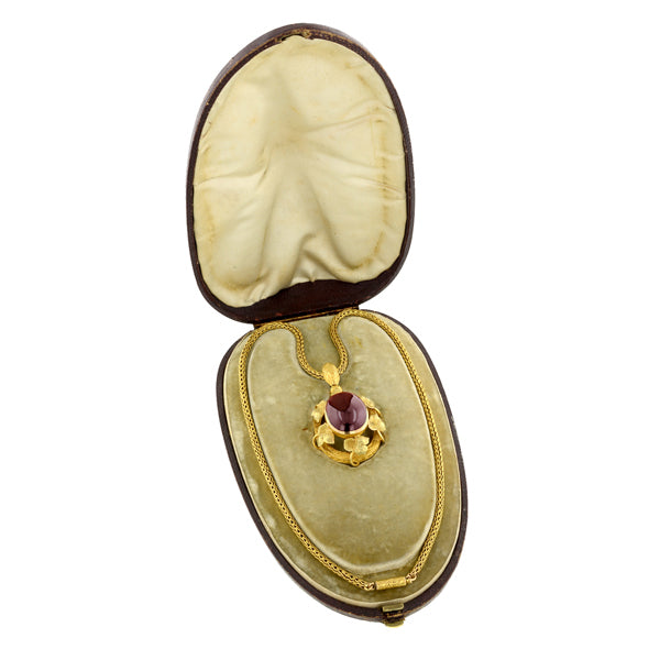 Early Victorian Garnet Pendant Necklace:: Doyle & Doyle