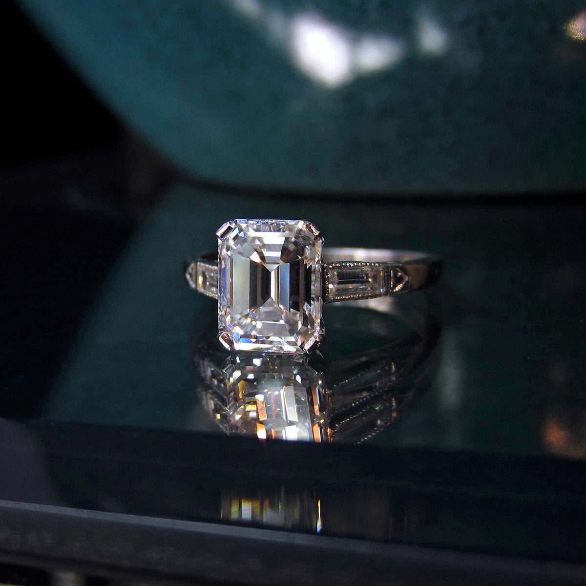 Art Deco Engagement Ring, Emerald Cut 1.70ct:: Doyle & Doyle