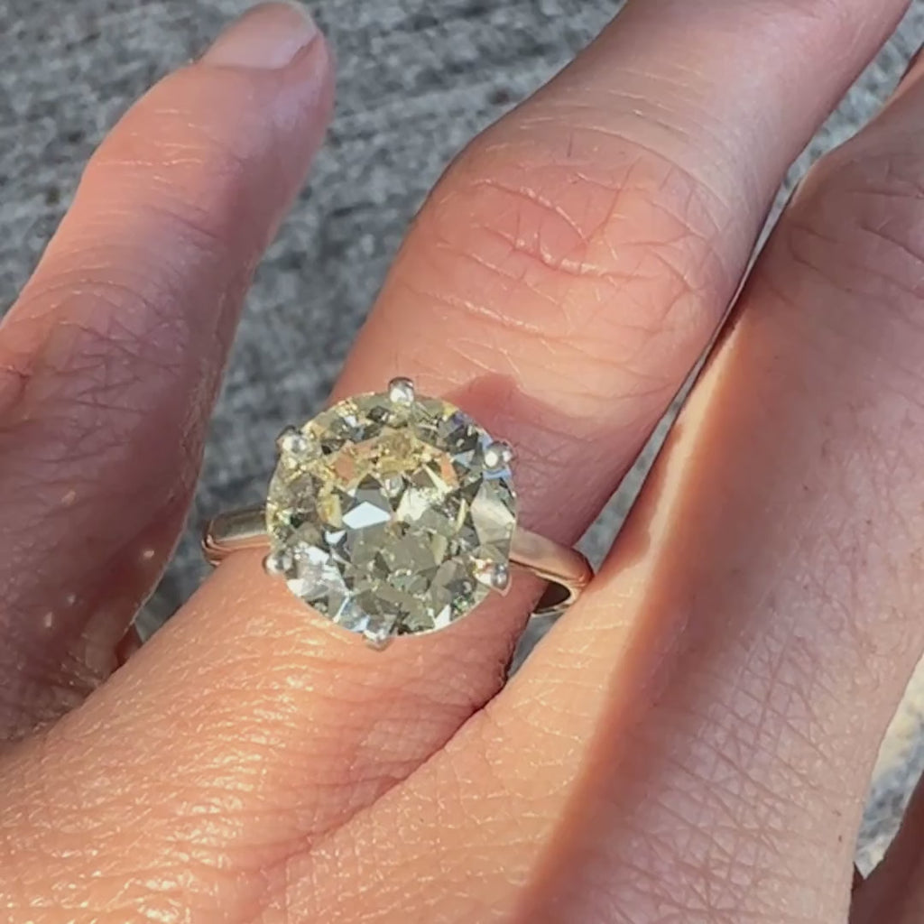 Vintage Solitaire Engagement Ring, Circular Brilliant 4.04ct. sold by Doyle and Doyle an antique and vintage jewelry boutique