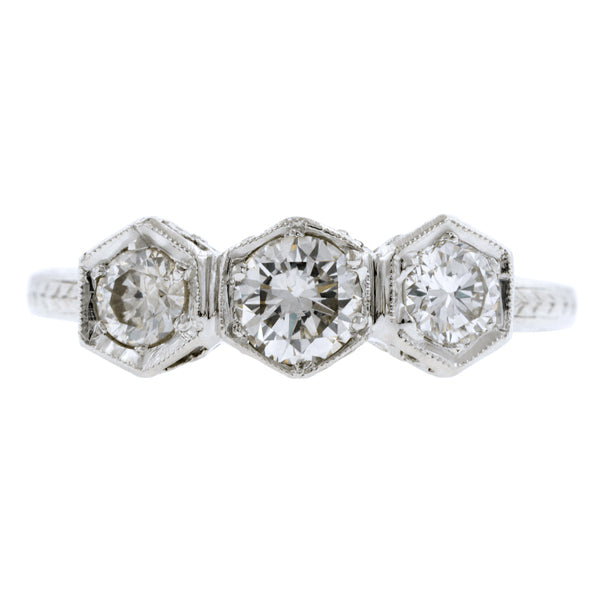 Edwardian Three Stone Diamond Ring :: Doyle & Doyle